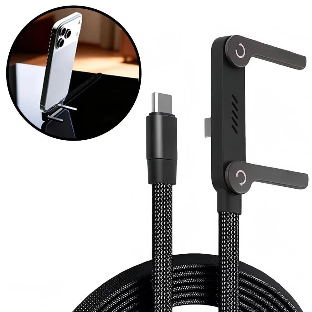 Usb-C to Cable with Integrated Folding Phone Stand and Fast Charging - Image 7