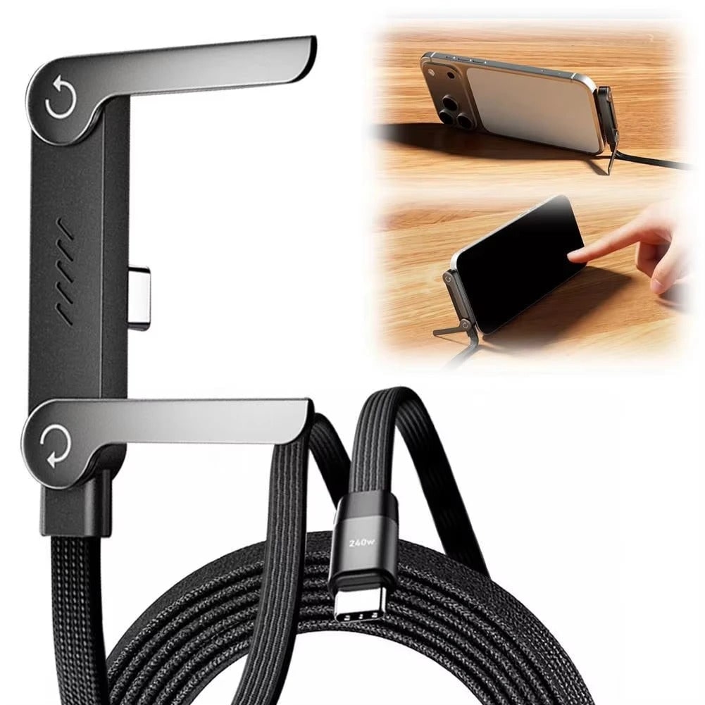 Usb-C to Cable with Integrated Folding Phone Stand and Fast Charging - Image 8