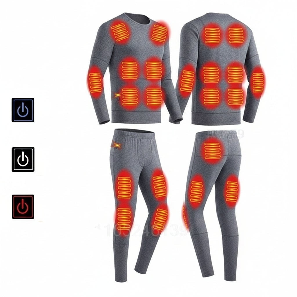 USB Heated Long Johns Thermal Underwear Set with Three Temperature Settings for Cold Weather - Image 4