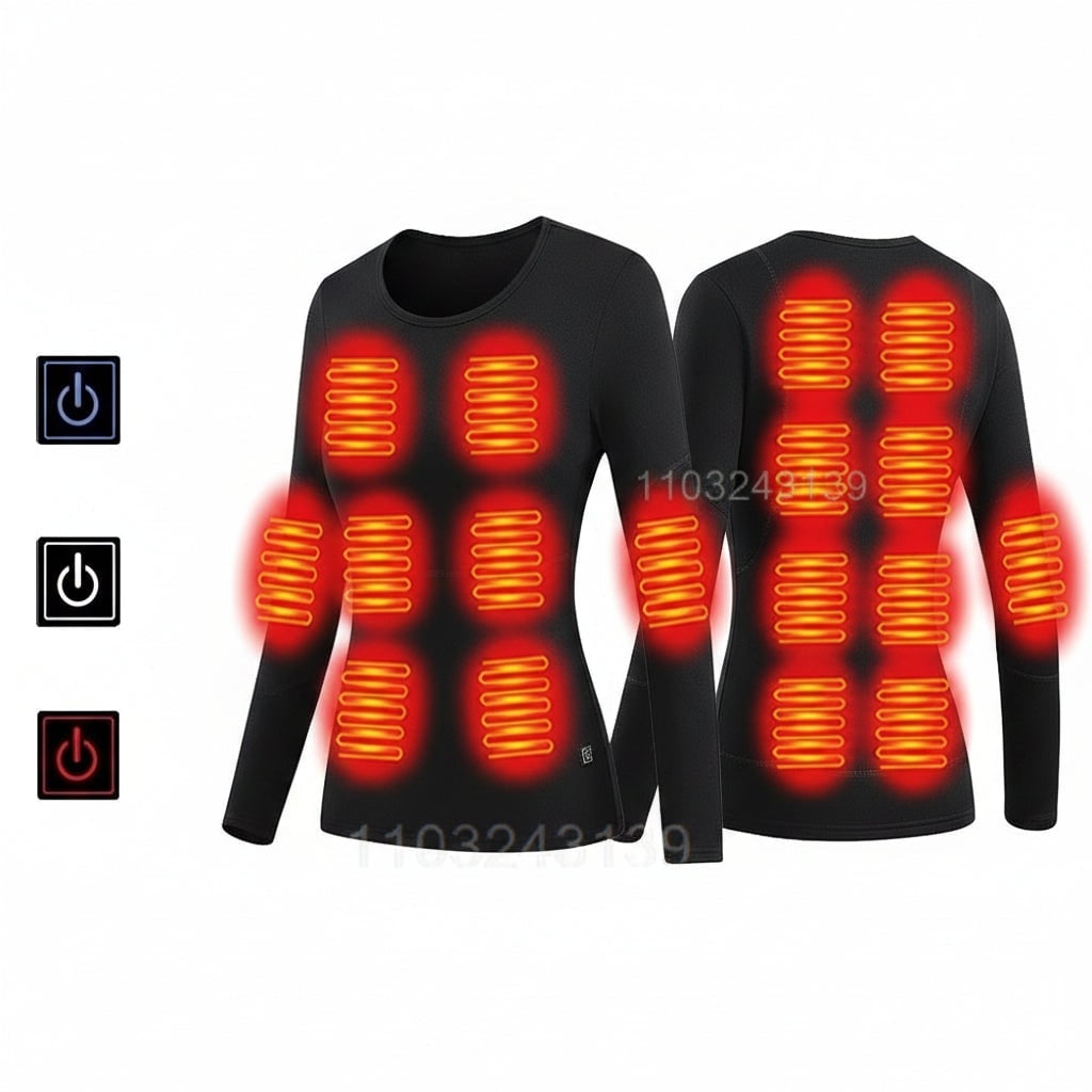 USB Heated Long Johns Thermal Underwear Set with Three Temperature Settings for Cold Weather - Image 9