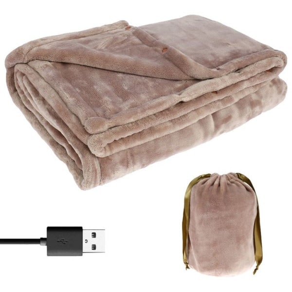 USB Powered Heated Blanket Throw with Fleece and Storage Pouch - Image 2