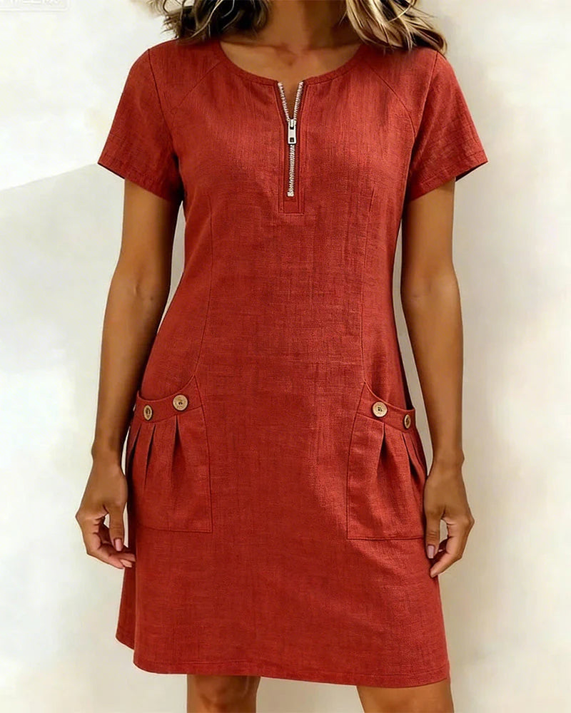 Vanessa | Abito Corto Zip Frontale A-Line Rosso