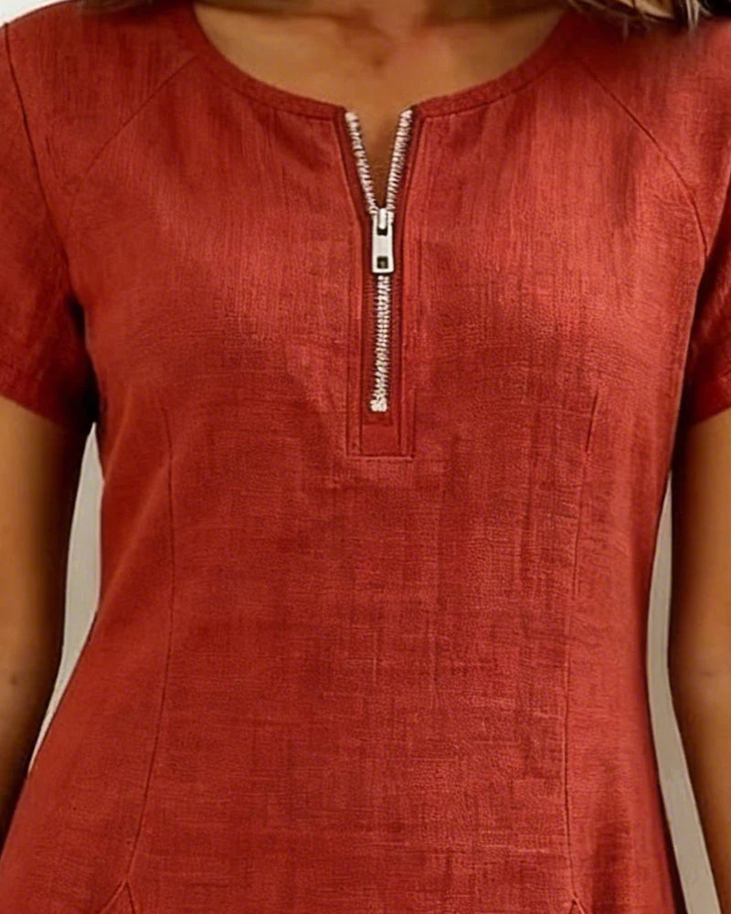 Vanessa | Abito Corto Zip Frontale A-Line