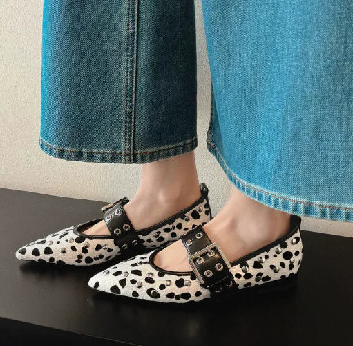 Vanessa | Ballerine Donna Borchie Punta Appuntita Bianco