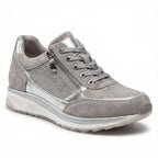 Sneakers con zeppa piattaforma da donna con zip laterale e dettagli in strass