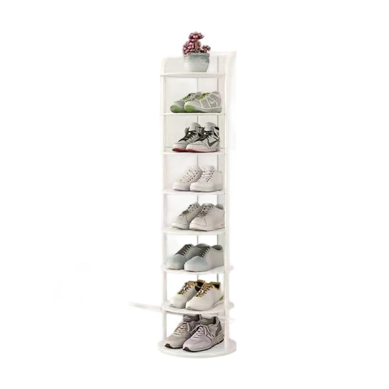 Vertical Shoe Rack with Metal Frame Freestanding Multi-Tier Round Shelves Storage - Image 14