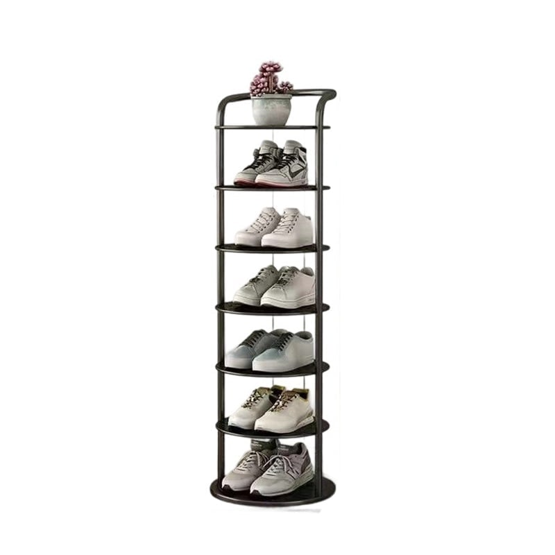 Vertical Shoe Rack with Metal Frame Freestanding Multi-Tier Round Shelves Storage - Image 16