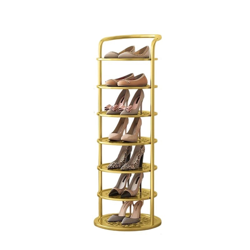 Vertical Shoe Rack with Metal Frame Freestanding Multi-Tier Round Shelves Storage - Image 18