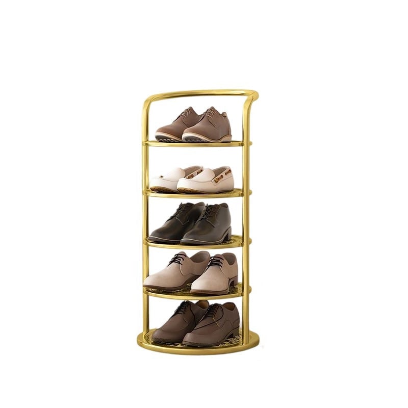 Vertical Shoe Rack with Metal Frame Freestanding Multi-Tier Round Shelves Storage - Image 19
