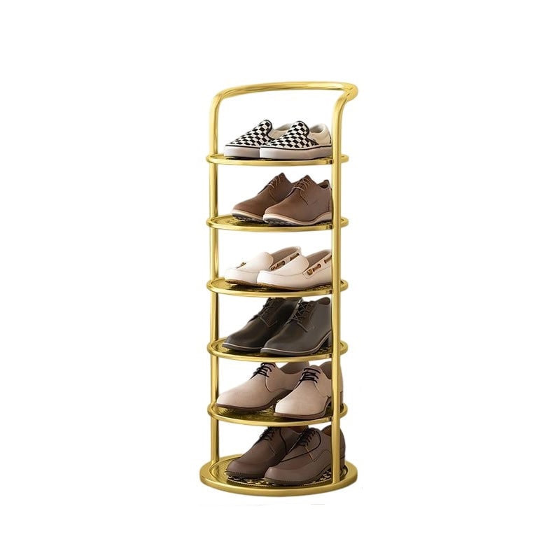 Vertical Shoe Rack with Metal Frame Freestanding Multi-Tier Round Shelves Storage - Image 20