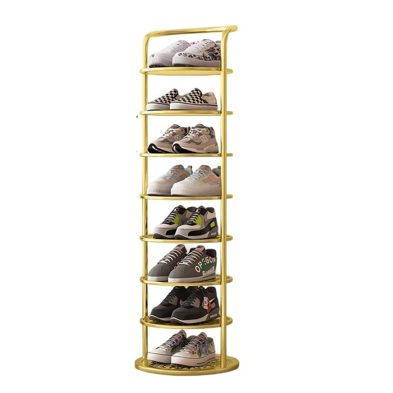 Vertical Shoe Rack with Metal Frame Freestanding Multi-Tier Round Shelves Storage - Image 21
