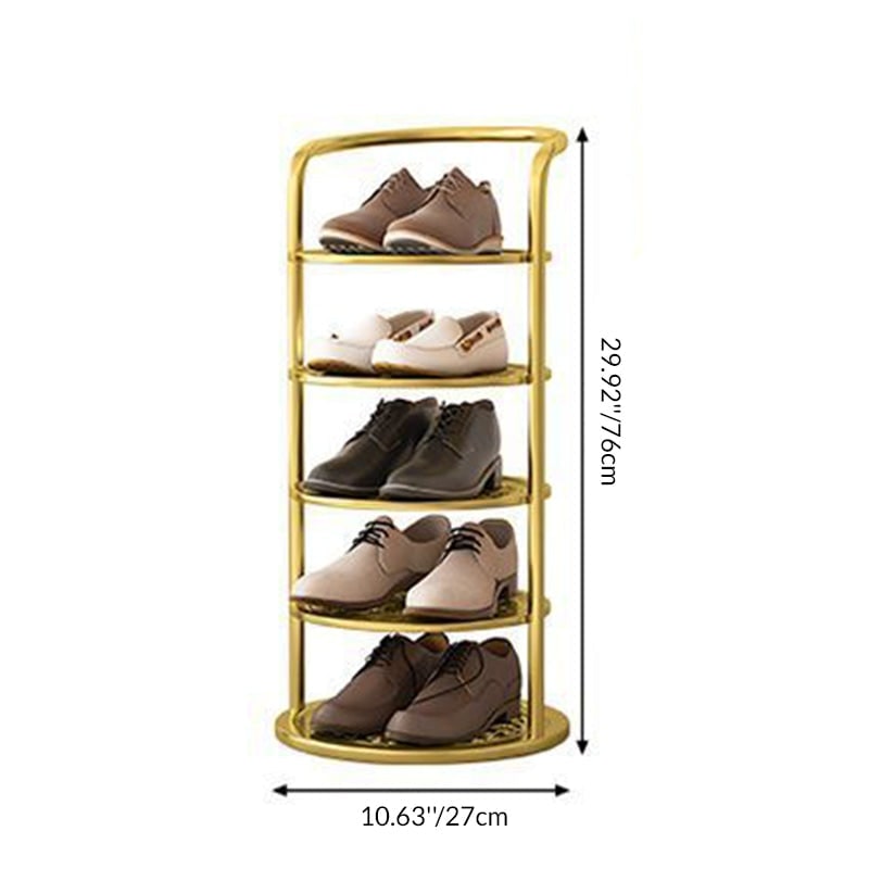 Vertical Shoe Rack with Metal Frame Freestanding Multi-Tier Round Shelves Storage - Image 4