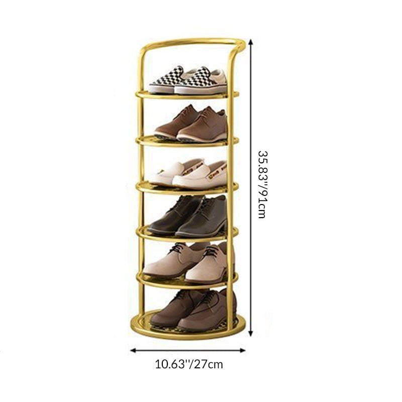 Vertical Shoe Rack with Metal Frame Freestanding Multi-Tier Round Shelves Storage - Image 5