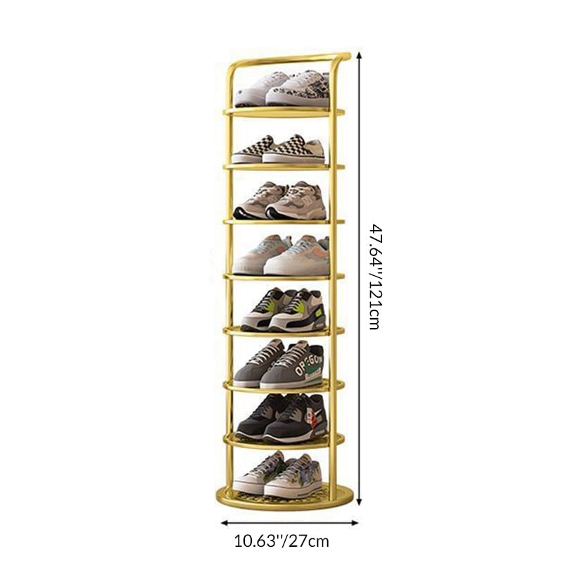 Vertical Shoe Rack with Metal Frame Freestanding Multi-Tier Round Shelves Storage - Image 7