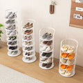 Vertical Shoe Rack with Metal Frame Freestanding Multi-Tier Round Shelves Storage - Image 8