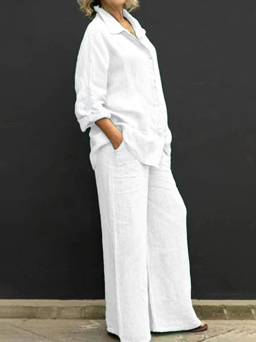 Vespera | Completo Donna Lino Camicia Pantalone Largo