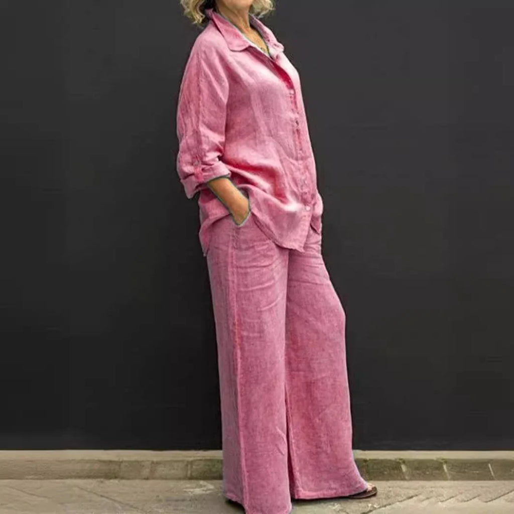 Vespera | Completo Donna Lino Camicia Pantalone Largo