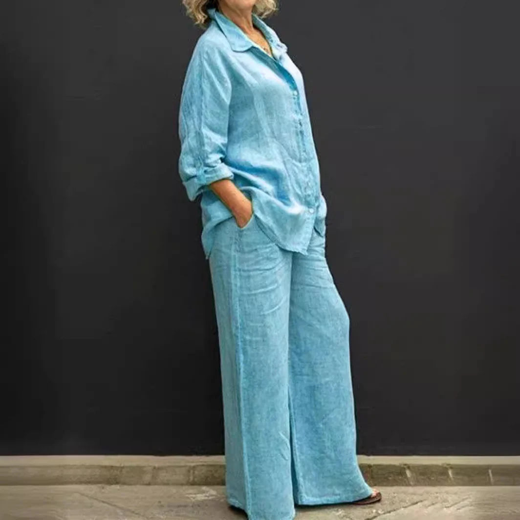Vespera | Completo Donna Lino Camicia Pantalone Largo