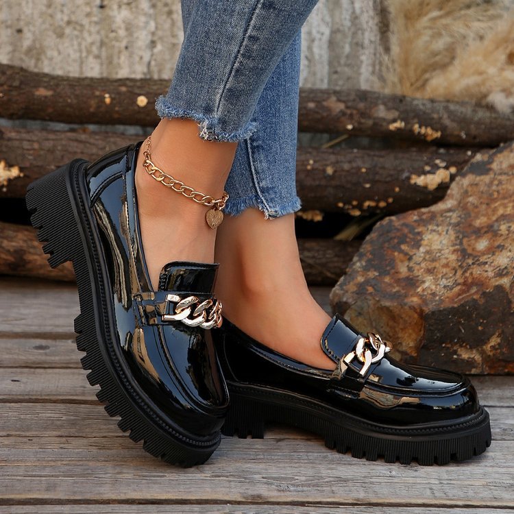 Vespera | Loafers Donna Platform Nero Suola Spessa