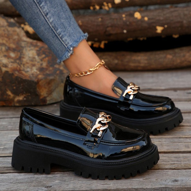 Vespera | Loafers Donna Platform Nero Suola Spessa Nero