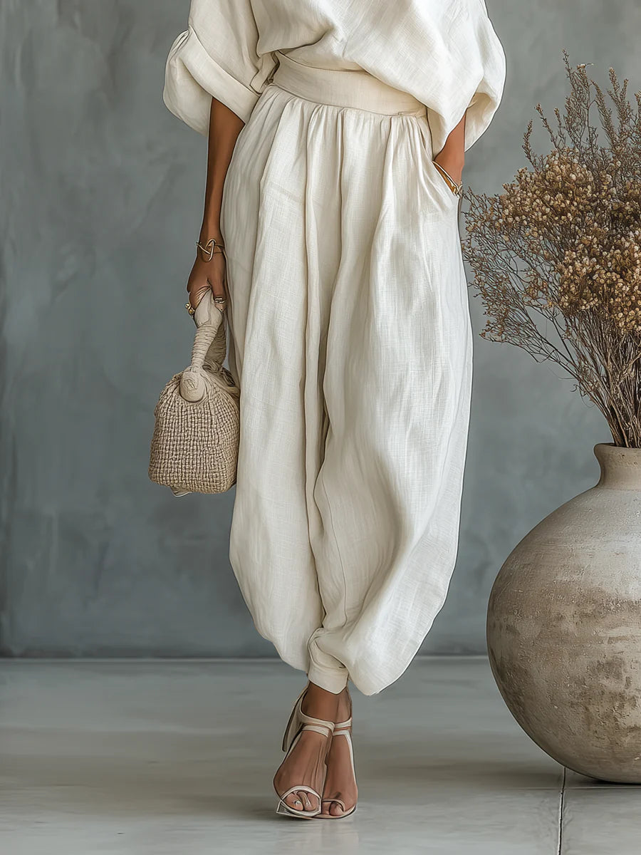 Vespera | Set Donna Top Spalle Scoperte e Pantalone Largo