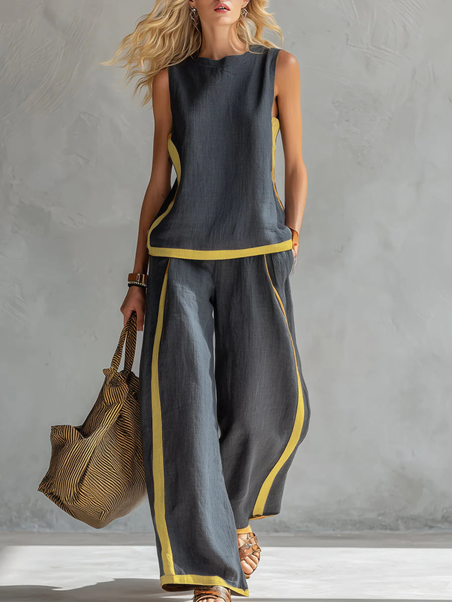 Viola | Completo Donna Due Pezzi Gamba Ampia Grigio