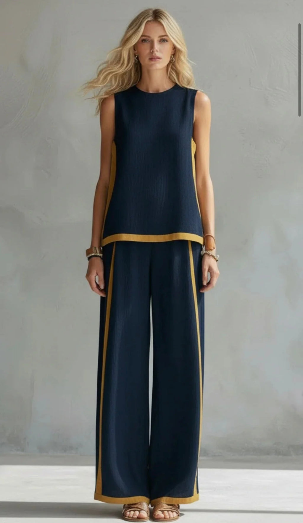 Viola | Completo Donna Due Pezzi Gamba Ampia Blu Navy