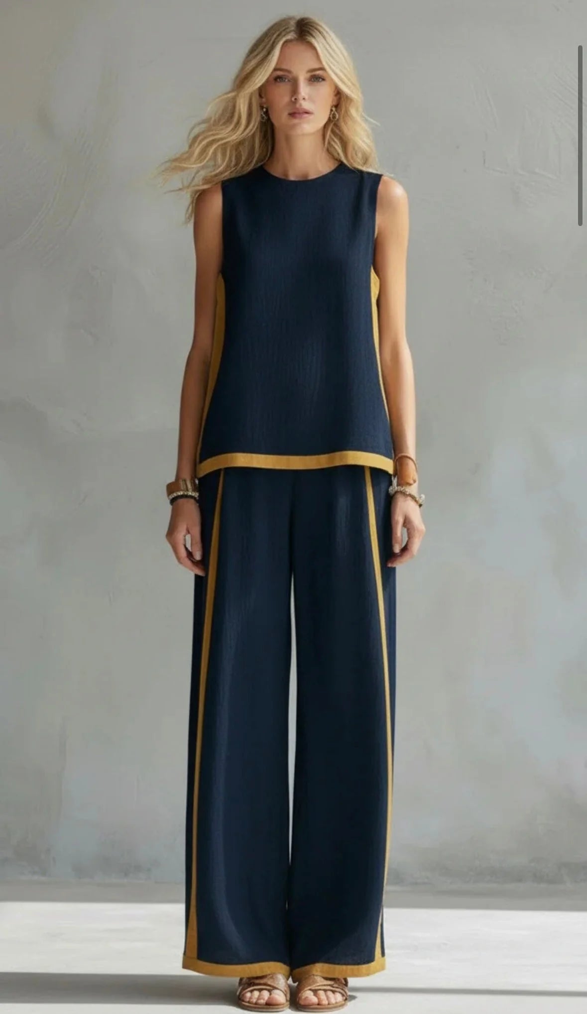 Viola | Completo Donna Due Pezzi Gamba Ampia Blu Navy