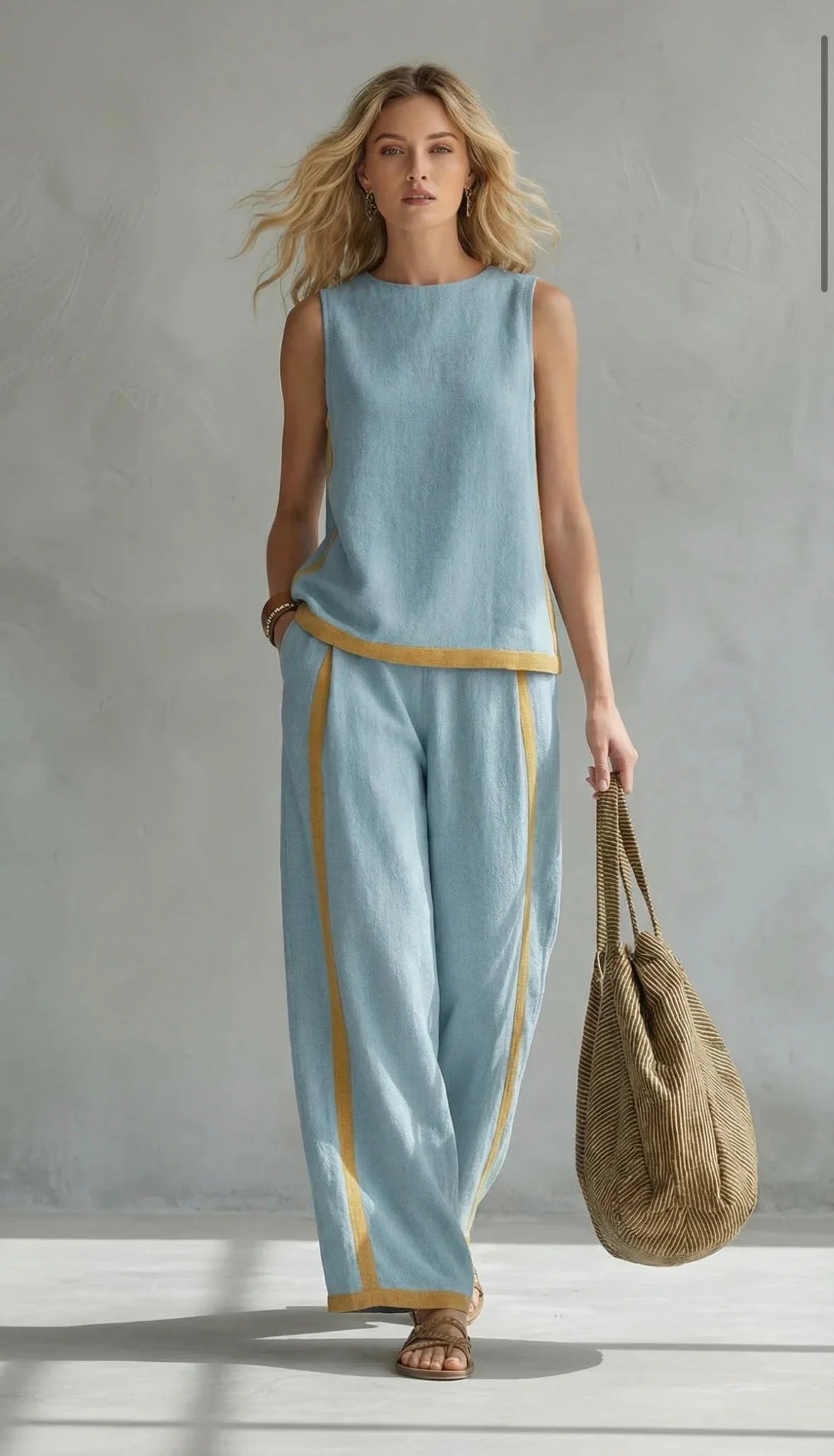 Viola | Completo Donna Due Pezzi Gamba Ampia Blu