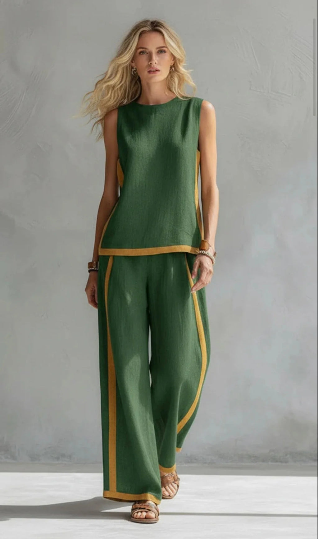 Viola | Completo Donna Due Pezzi Gamba Ampia Verde