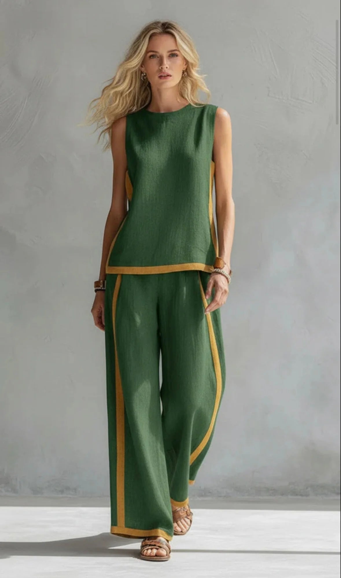Viola | Completo Donna Due Pezzi Gamba Ampia Verde