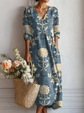 Women's Blue Casual Flowing Dress