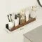 Wall Mounted Floating Shelves with Wooden Rail and Metal Bracket for Bathroom Storage - Image 15