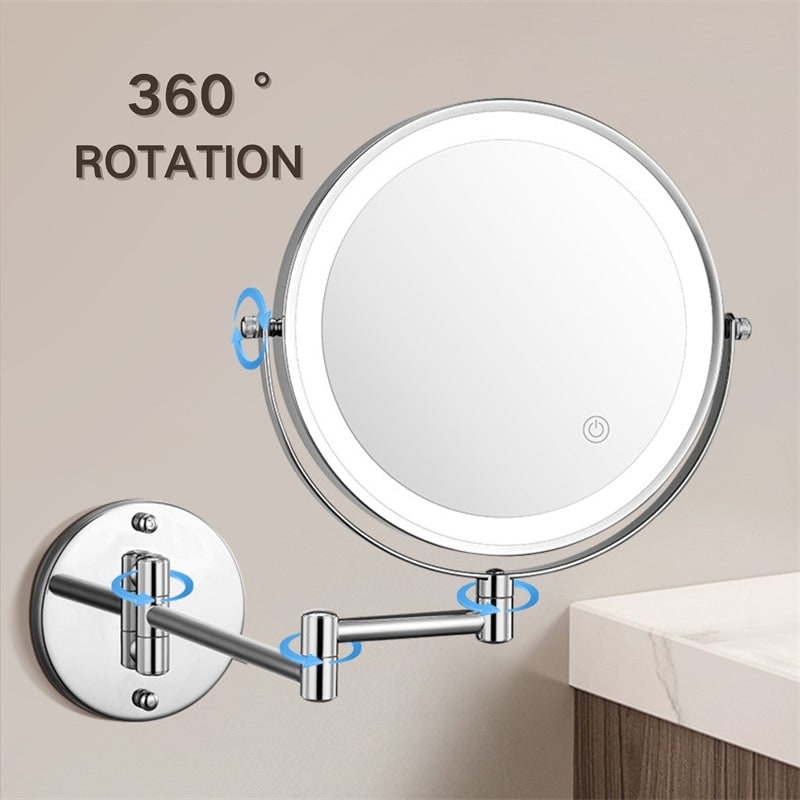 Wall Mounted Vanity Mirror with LED Lights Magnification and Extendable Folding Arm - Image 12