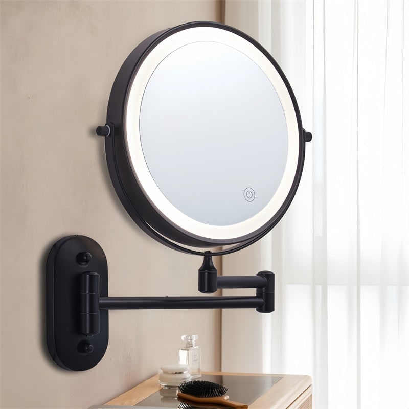 Wall Mounted Vanity Mirror with LED Lights Magnification and Extendable Folding Arm - Image 13