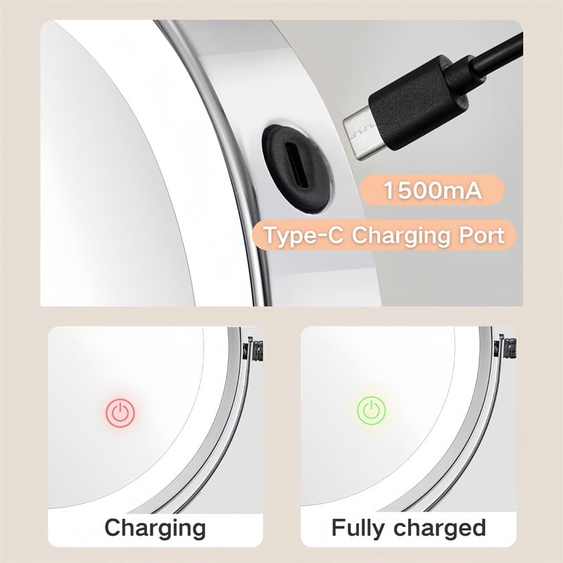 Wall Mounted Vanity Mirror with LED Lights Magnification and Extendable Folding Arm - Image 14