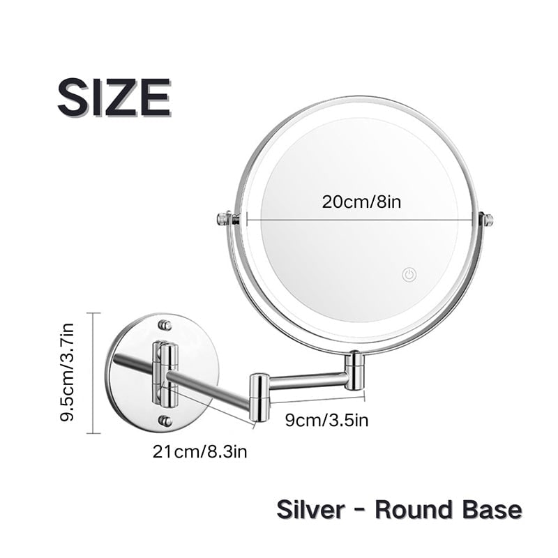 Wall Mounted Vanity Mirror with LED Lights Magnification and Extendable Folding Arm - Image 4