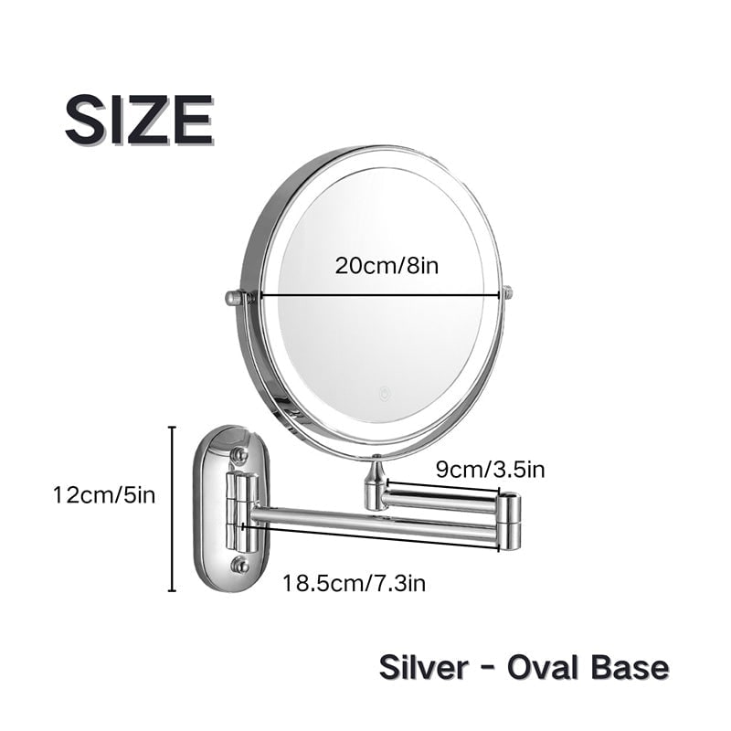 Wall Mounted Vanity Mirror with LED Lights Magnification and Extendable Folding Arm - Image 5