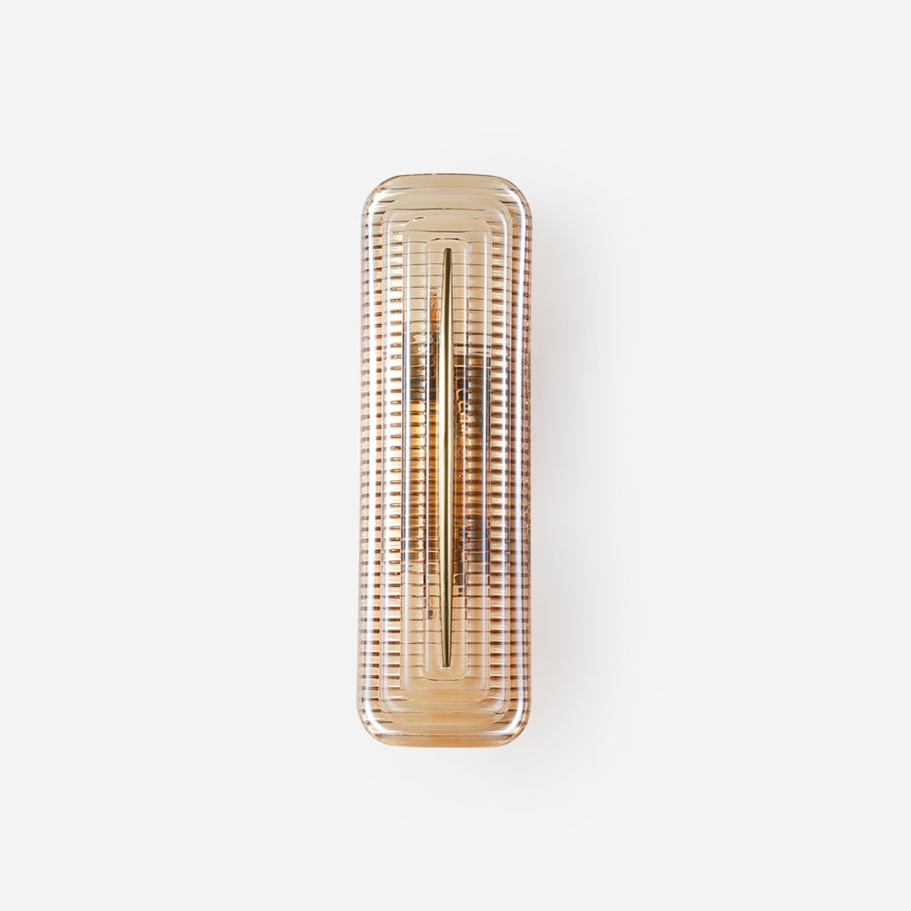 Wall Sconce Lighting with Brass Accent and Ribbed Glass Shade - Image 1