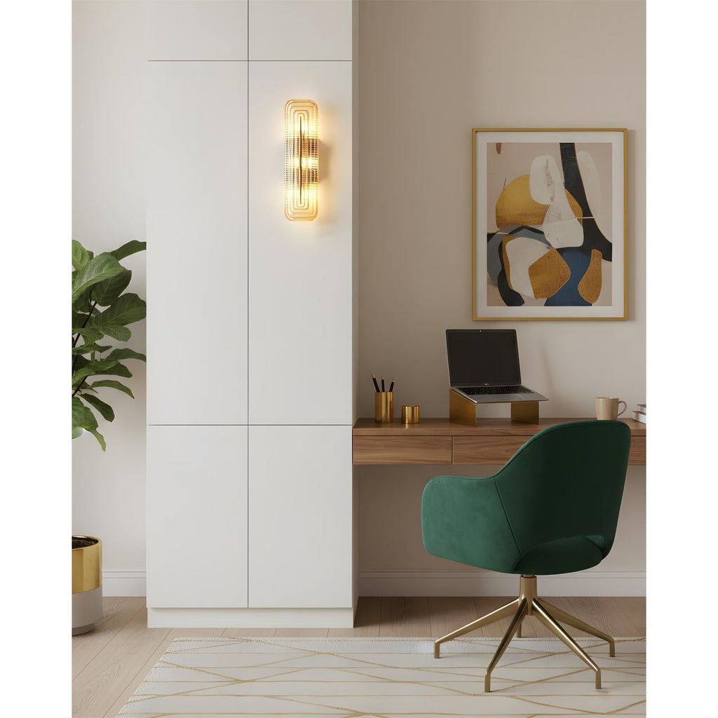 Wall Sconce Lighting with Brass Accent and Ribbed Glass Shade - Image 10