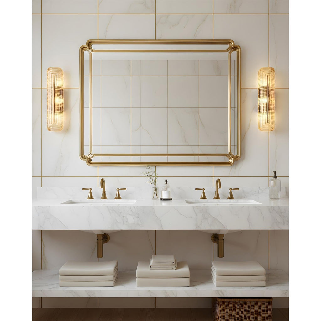 Wall Sconce Lighting with Brass Accent and Ribbed Glass Shade - Image 12