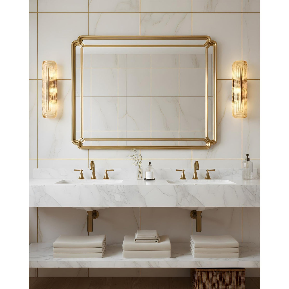 Wall Sconce Lighting with Brass Accent and Ribbed Glass Shade - Image 12