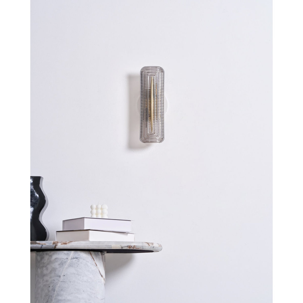 Wall Sconce Lighting with Brass Accent and Ribbed Glass Shade - Image 15