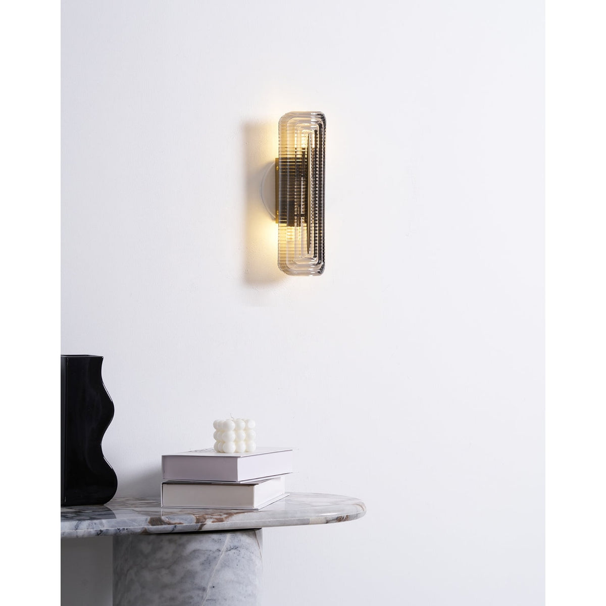Wall Sconce Lighting with Brass Accent and Ribbed Glass Shade - Image 16