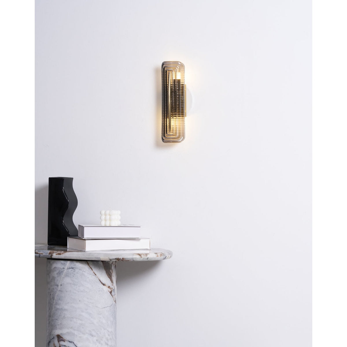 Wall Sconce Lighting with Brass Accent and Ribbed Glass Shade - Image 17