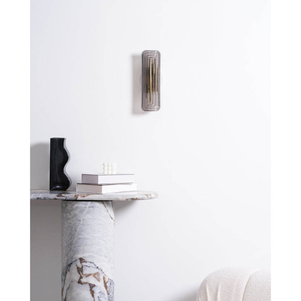 Wall Sconce Lighting with Brass Accent and Ribbed Glass Shade - Image 18