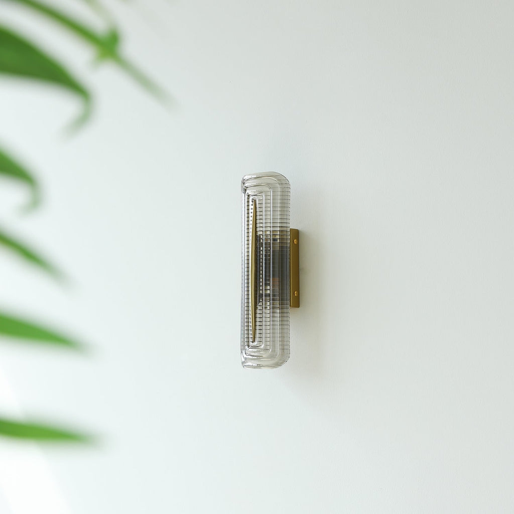 Wall Sconce Lighting with Brass Accent and Ribbed Glass Shade - Image 21