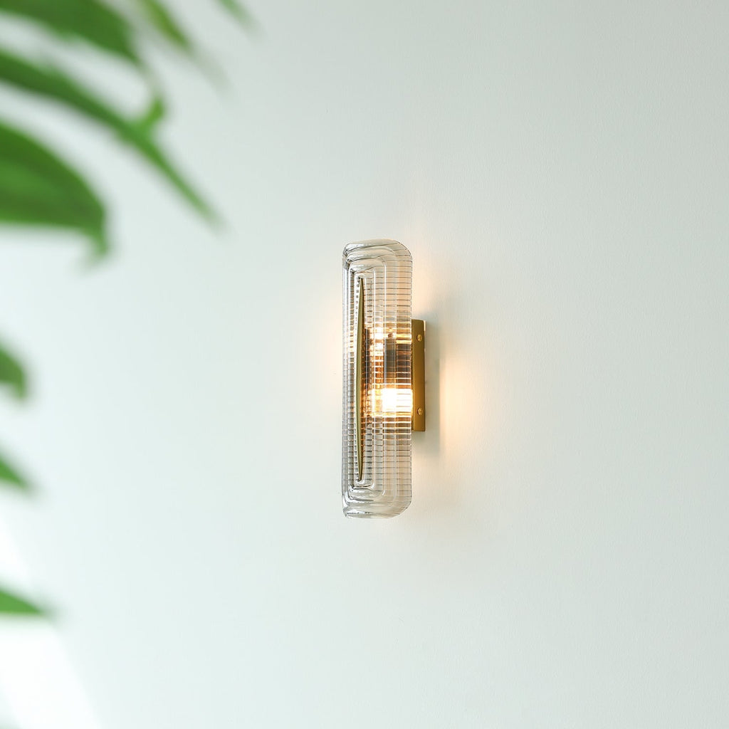 Wall Sconce Lighting with Brass Accent and Ribbed Glass Shade - Image 22