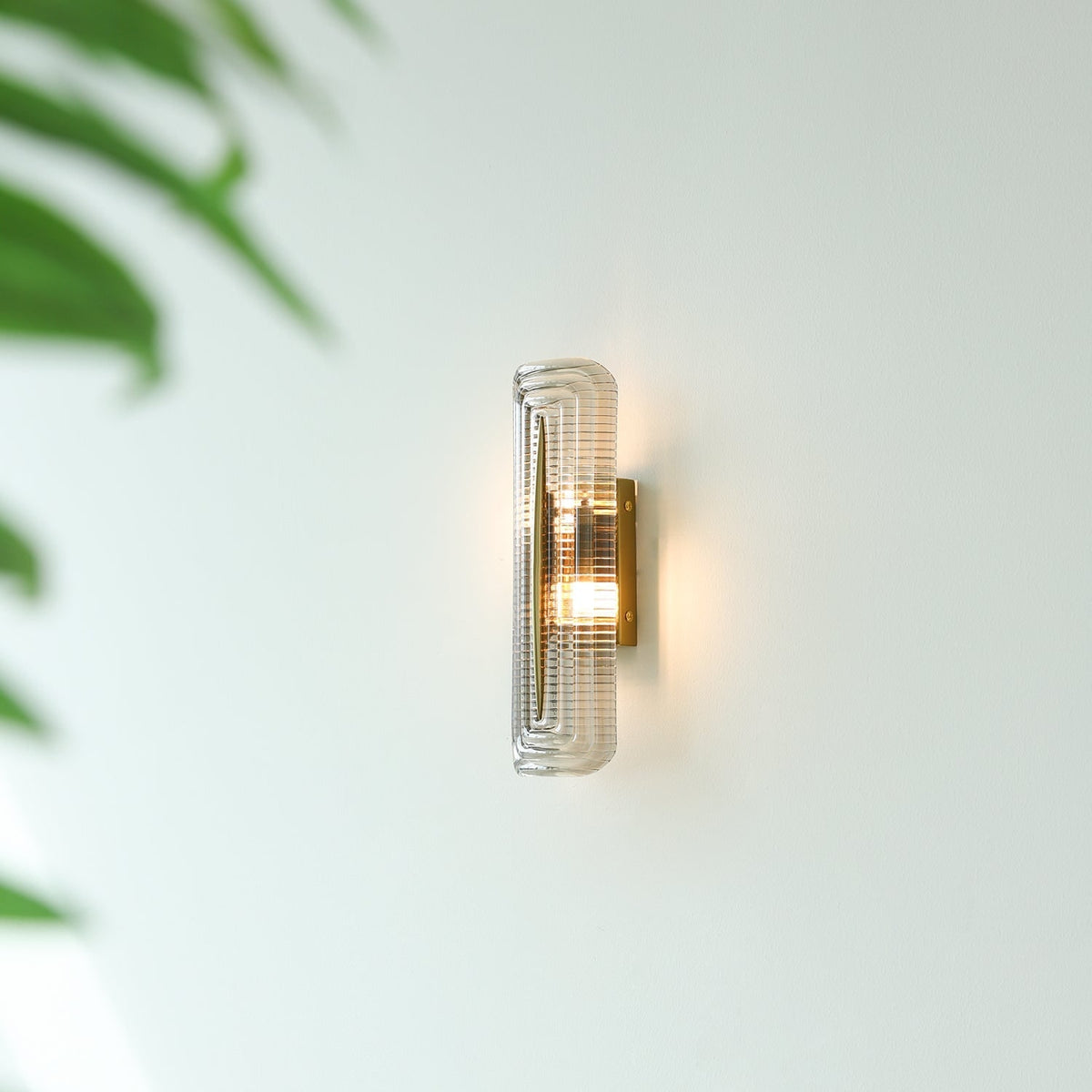 Wall Sconce Lighting with Brass Accent and Ribbed Glass Shade - Image 22