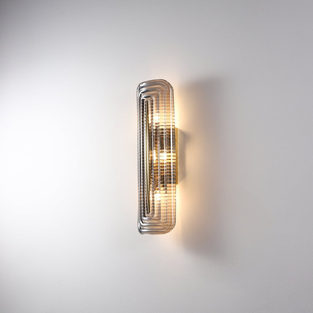 Wall Sconce Lighting with Brass Accent and Ribbed Glass Shade - Image 24